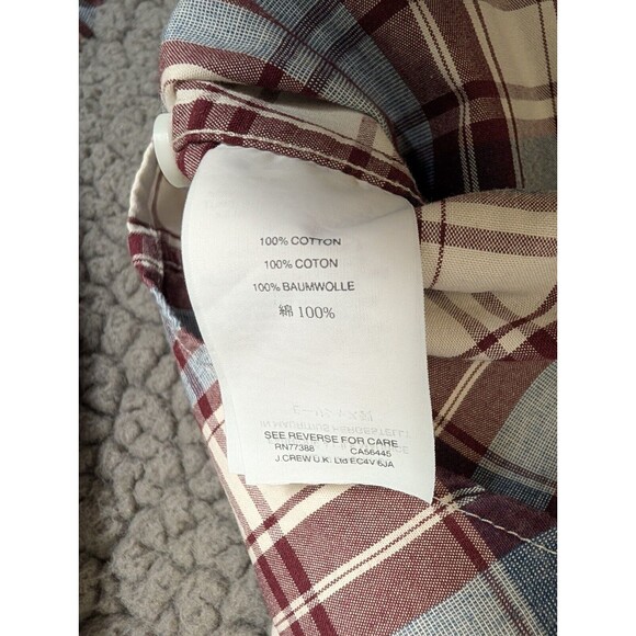 J Crew Men’s Classic Flannel Plaid Shirt Burgundy Button Up Size XL 100% Cotton - Picture 6 of 11